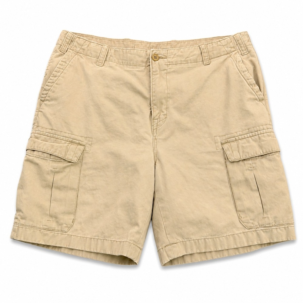 Nautica Cargo Shorts Mens 38 Khaki Tan Cotton Utility Outdoor‎ Casual Flat Front